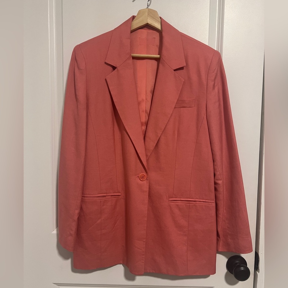 VINTAGE LINEN BLEND BLAZER PINK SZ S